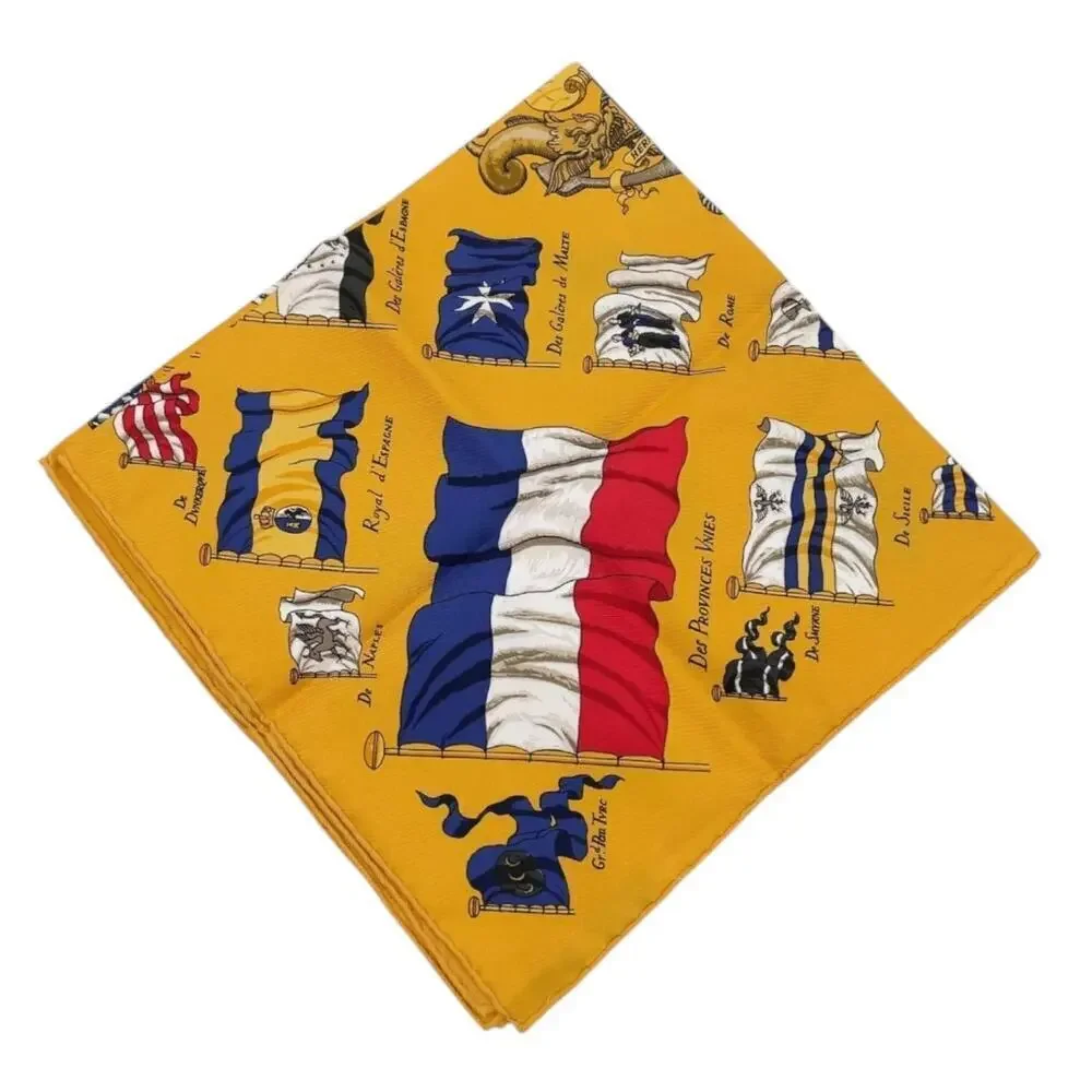 Hermes Carré 45cm 16” Square PAVOIS Silk Scarf Yellow x Multicolor W/Box - Picture 4 of 16